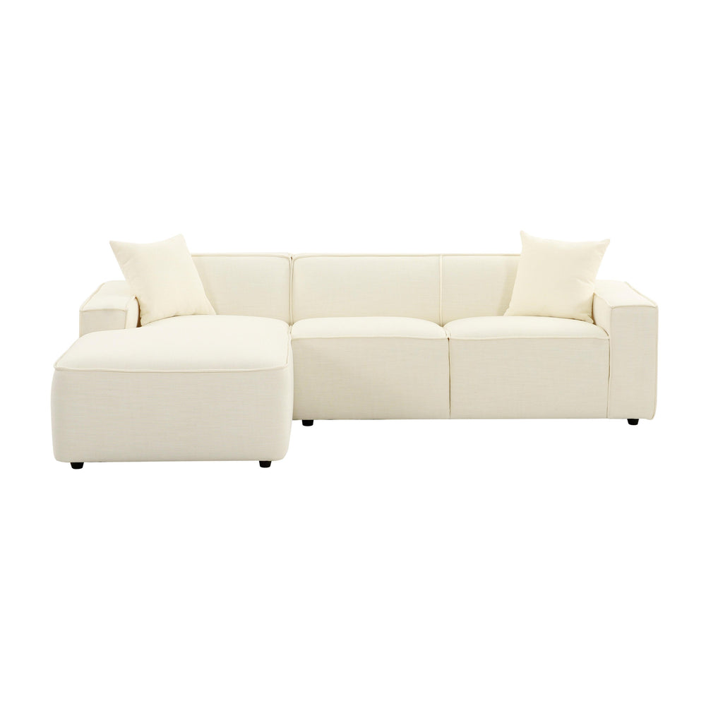 Olafur 2-Piece Performance Fabric L-Shaped Sectional - Cream / LAF