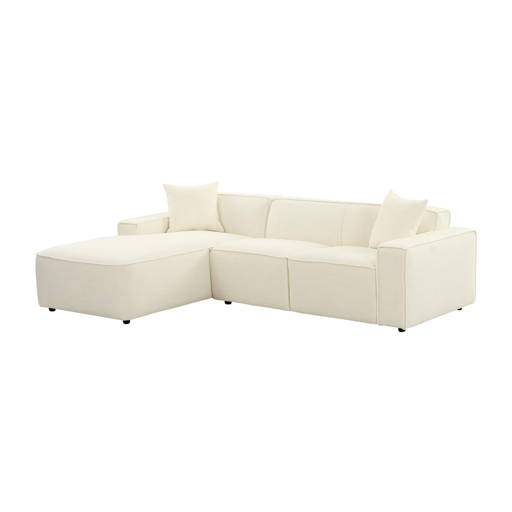 Olafur 2-Piece Performance Fabric L-Shaped Sectional - Cream / LAF