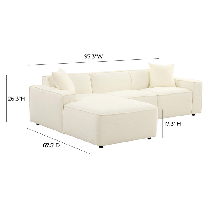 Olafur 2-Piece Performance Fabric L-Shaped Sectional - Cream / LAF