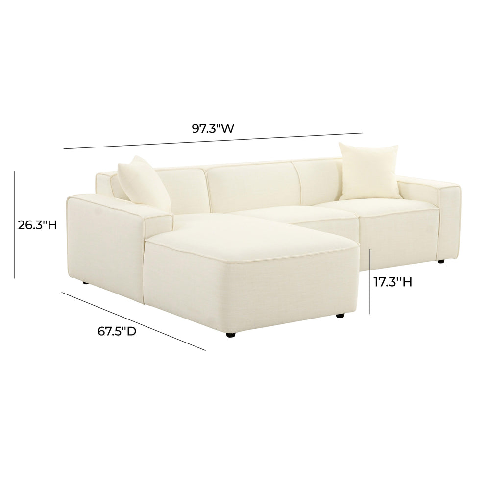 Olafur 2-Piece Performance Fabric L-Shaped Sectional - Cream / LAF