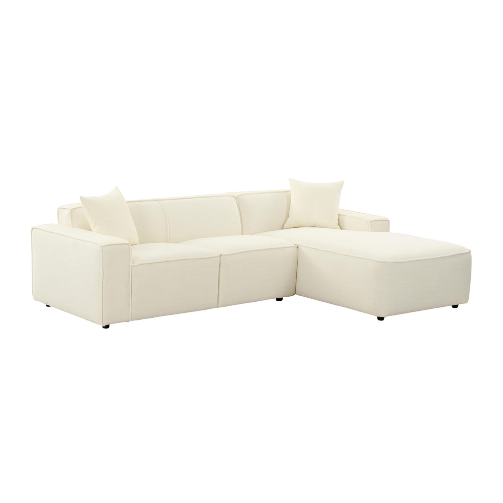 Olafur 2-Piece Performance Fabric L-Shaped Sectional - Cream / RAF
