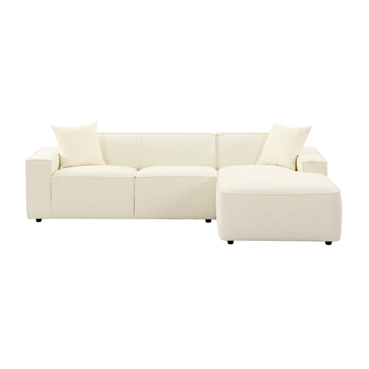 Olafur 2-Piece Performance Fabric L-Shaped Sectional - Cream / RAF