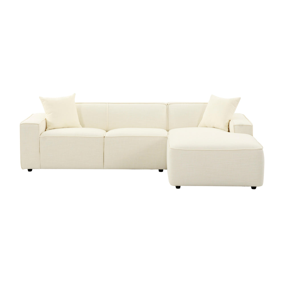 Olafur 2-Piece Performance Fabric L-Shaped Sectional - Cream / RAF
