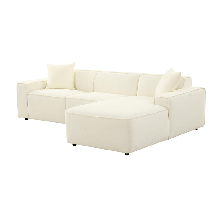 Olafur 2-Piece Performance Fabric L-Shaped Sectional - Cream / RAF