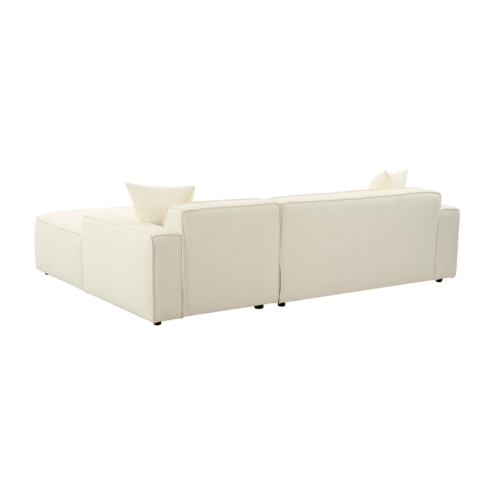 Olafur 2-Piece Performance Fabric L-Shaped Sectional - Cream / RAF