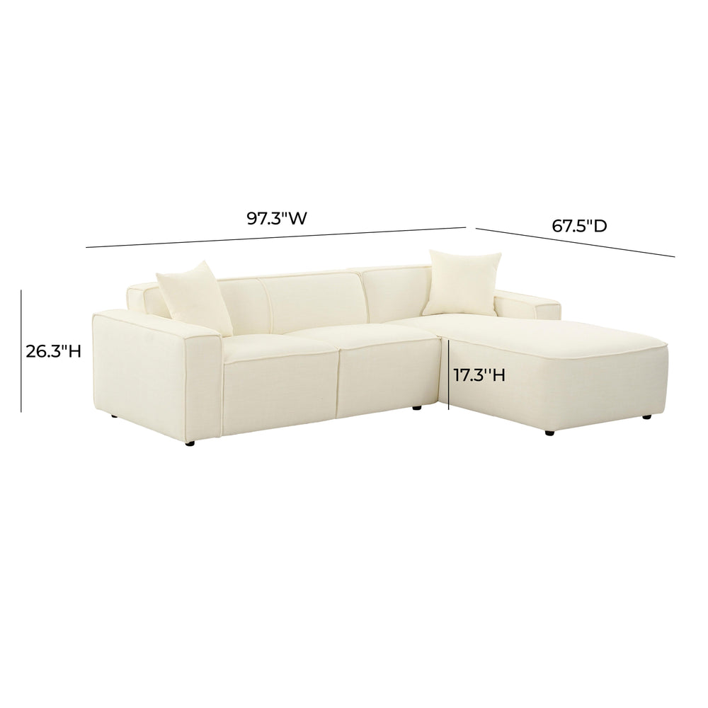 Olafur 2-Piece Performance Fabric L-Shaped Sectional - Cream / RAF