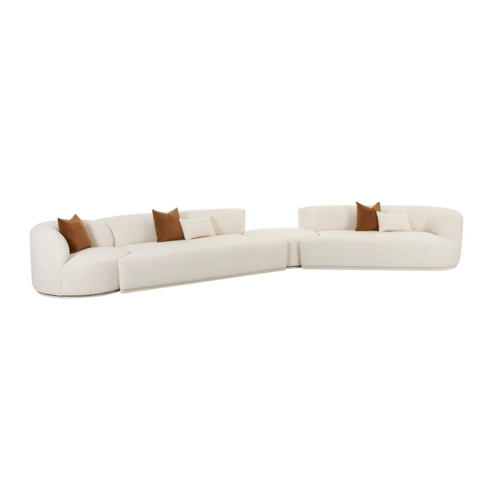 Fickle 4-Piece Cream Performance Boucle Modular Sectional - RAF