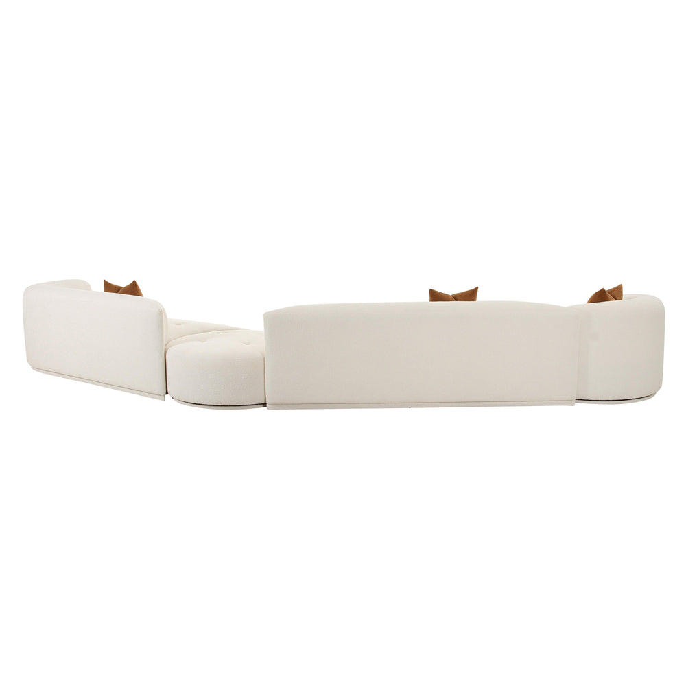 Fickle 4-Piece Cream Performance Boucle Modular Sectional - RAF