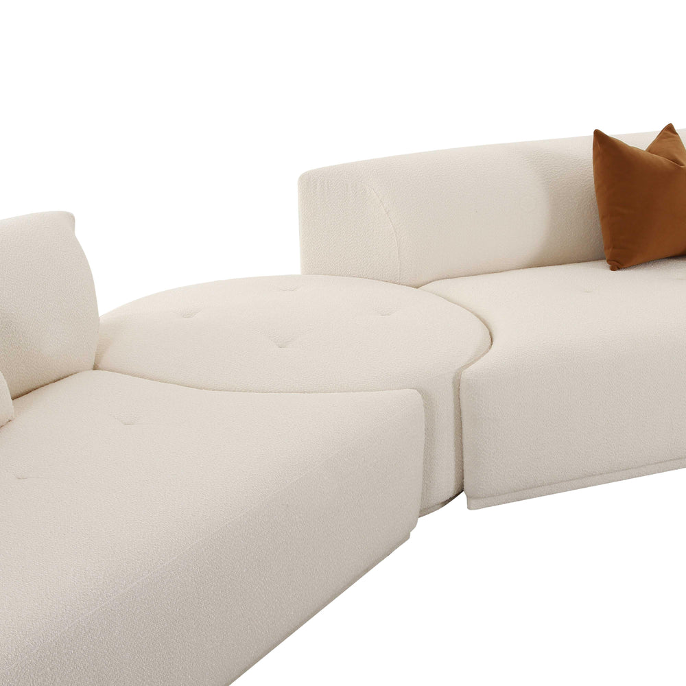 Fickle 4-Piece Cream Performance Boucle Modular Sectional - RAF