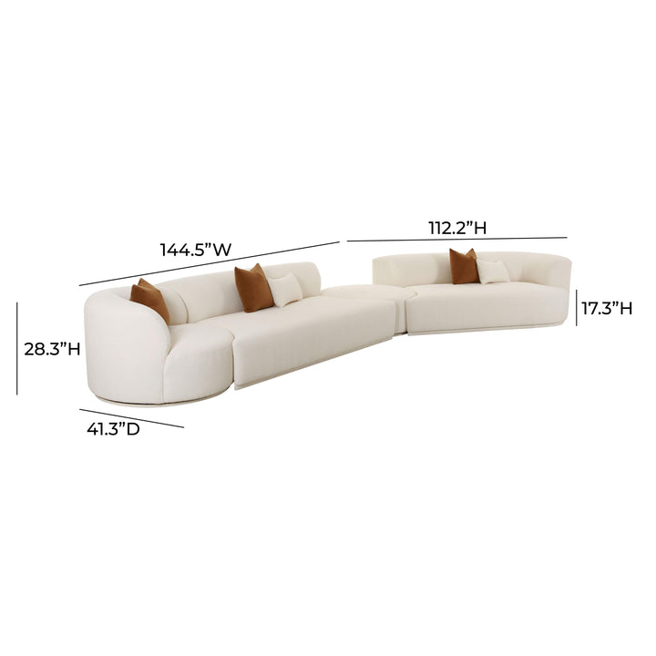 Fickle 4-Piece Cream Performance Boucle Modular Sectional - RAF