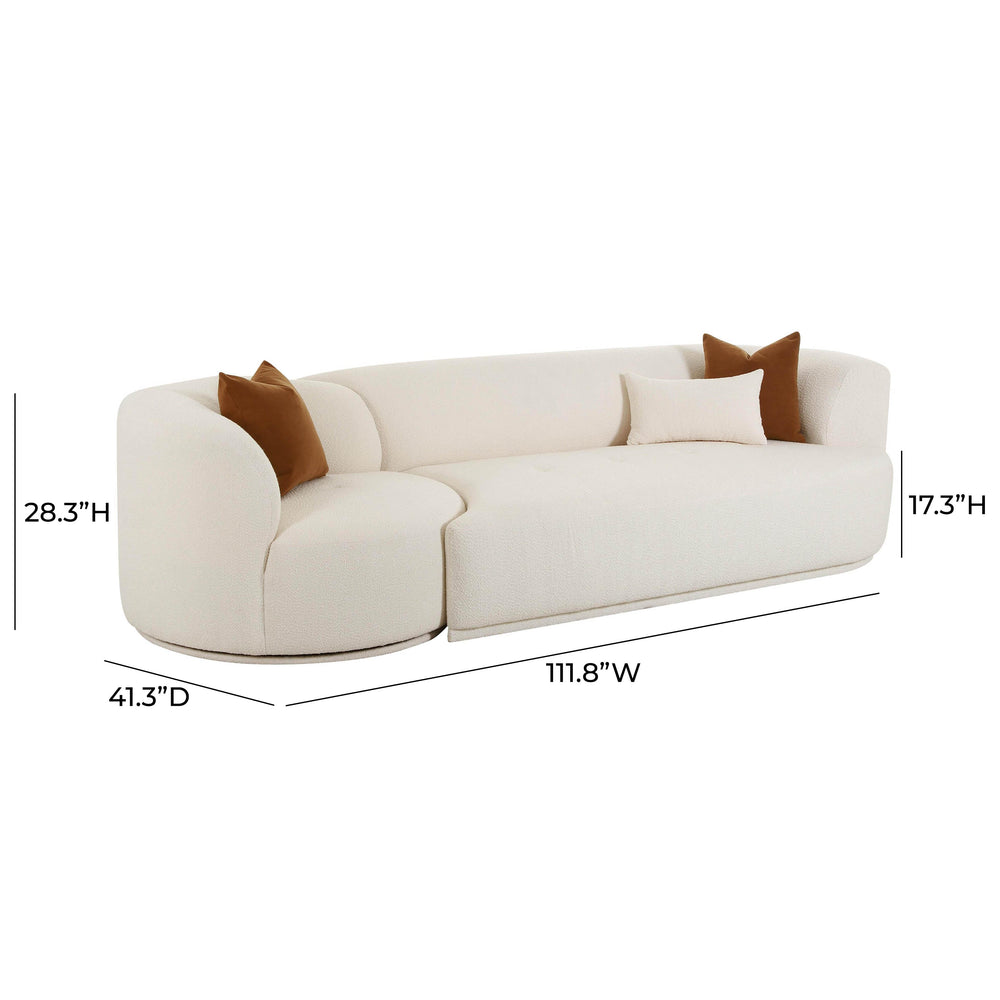 Fickle Cream Performance Boucle 2-Piece Modular Sofa - RAF