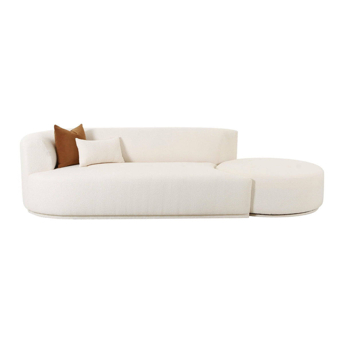Fickle 112" 2-Piece Cream Performance Boucle Chaise Modular Sofa - LAF