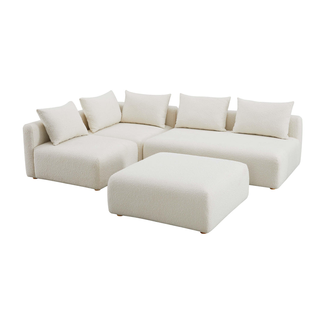 Hangover 4-Piece Cream Performance Boucle Modular Chaise Sectional
