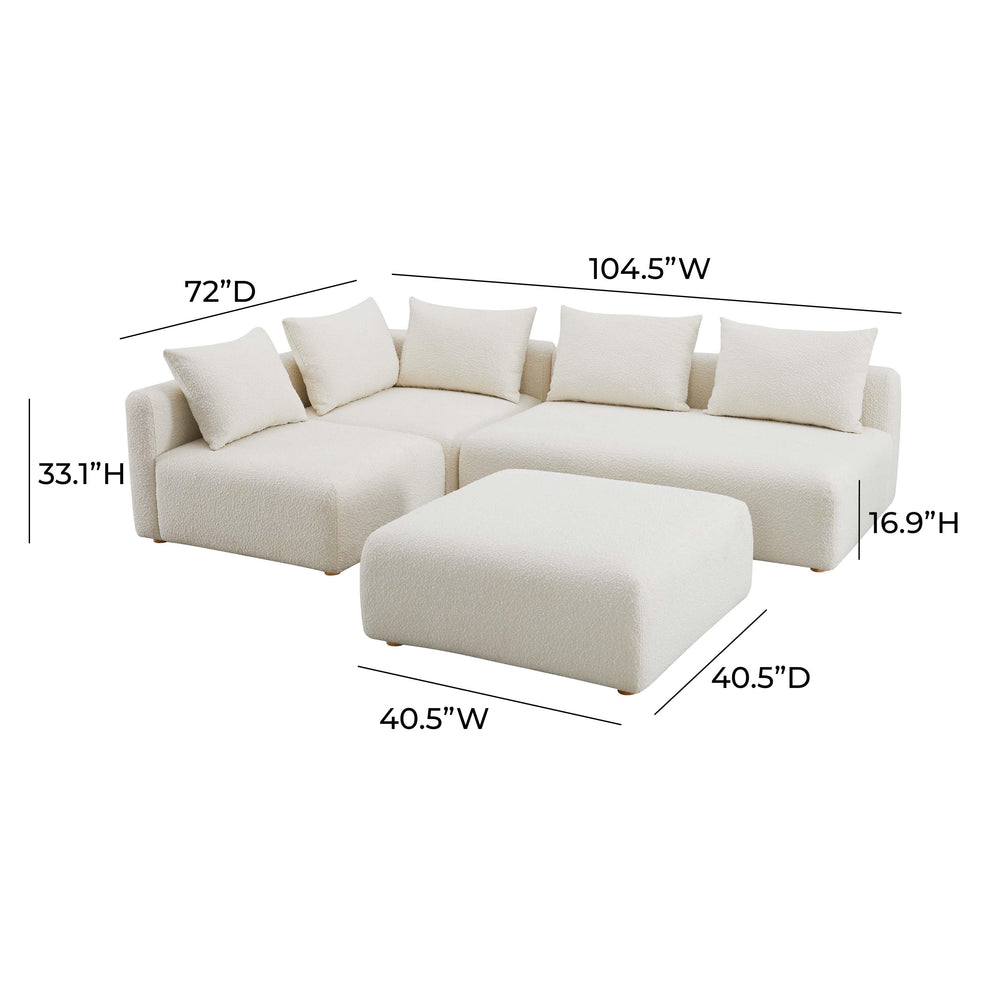 Hangover 4-Piece Cream Performance Boucle Modular Chaise Sectional