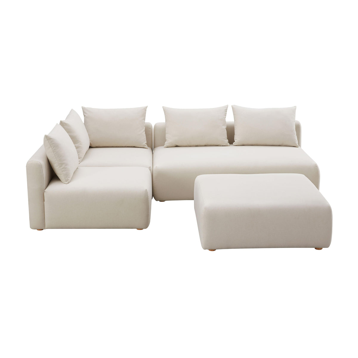 Hangover 4-Piece Cream Performance Linen Modular Chaise Sectional