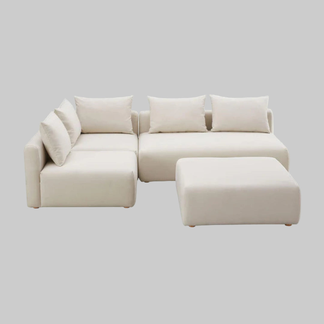 Hangover Cream Performance Linen 4-Piece Modular Chaise Sectional