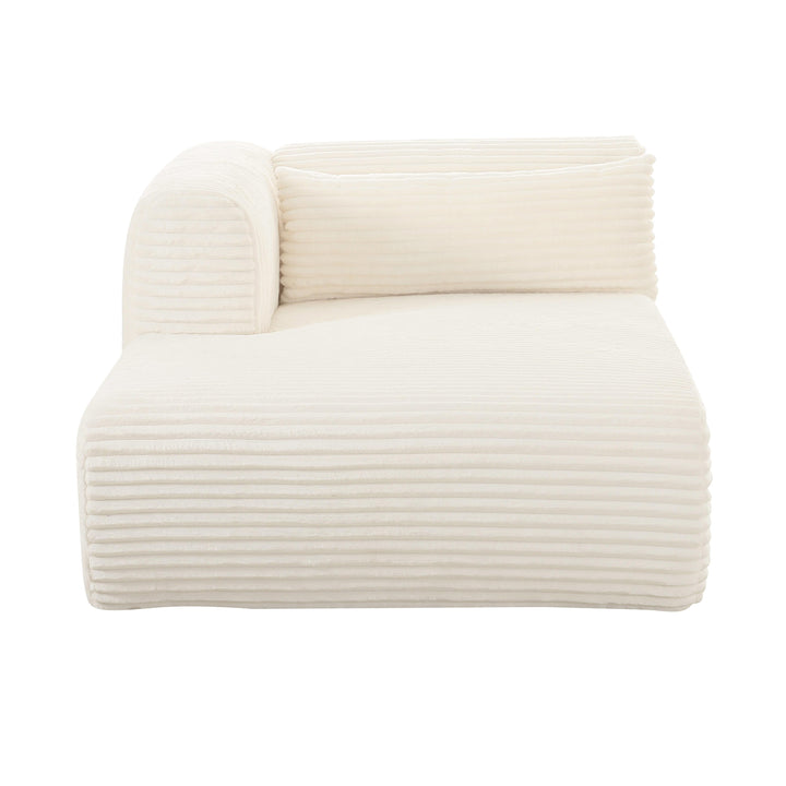 Tarra 71" Fluffy Oversized Performance Corduroy Modular Chaise - Cream / LAF