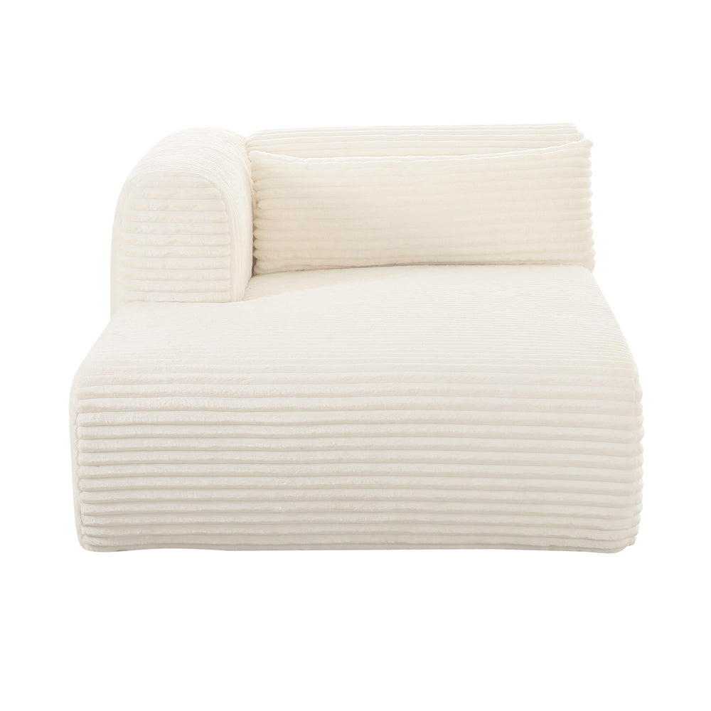 Tarra 71" Fluffy Oversized Performance Corduroy Modular Chaise - Cream / LAF