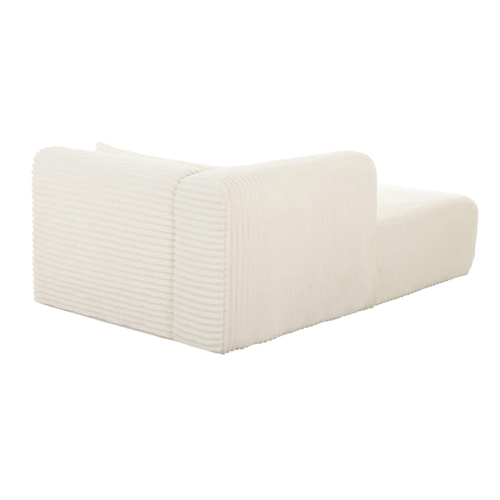 Tarra 71" Fluffy Oversized Performance Corduroy Modular Chaise - Cream / LAF