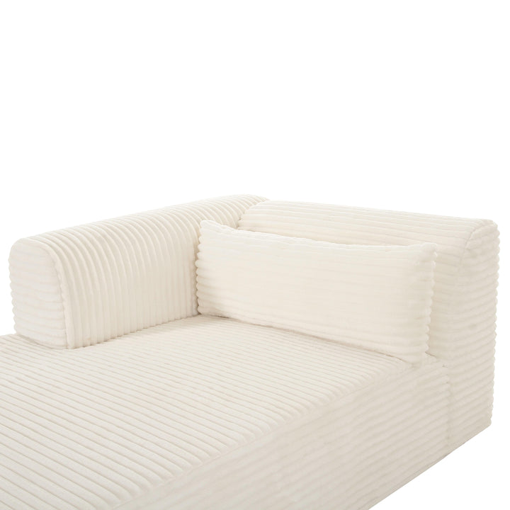 Tarra 71" Fluffy Oversized Performance Corduroy Modular Chaise - Cream / LAF