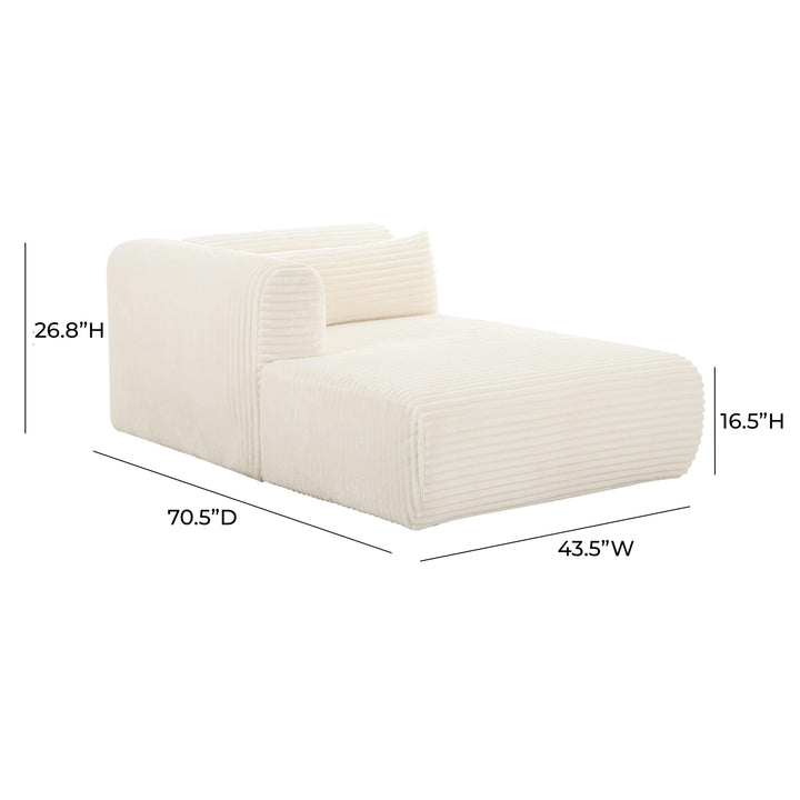 Tarra 71" Fluffy Oversized Performance Corduroy Modular Chaise - Cream / LAF