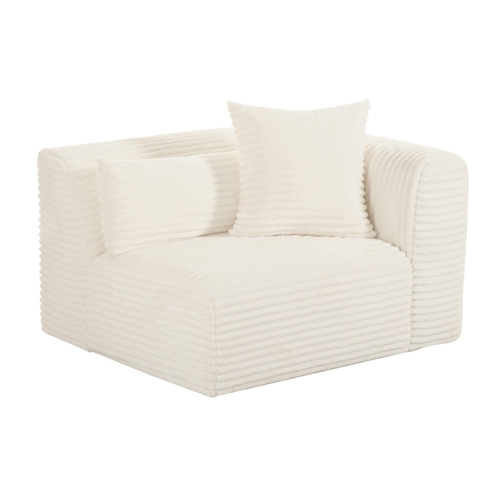 Tarra Fluffy Oversized Performance Corduroy Modular Corner Chair - Cream / RAF