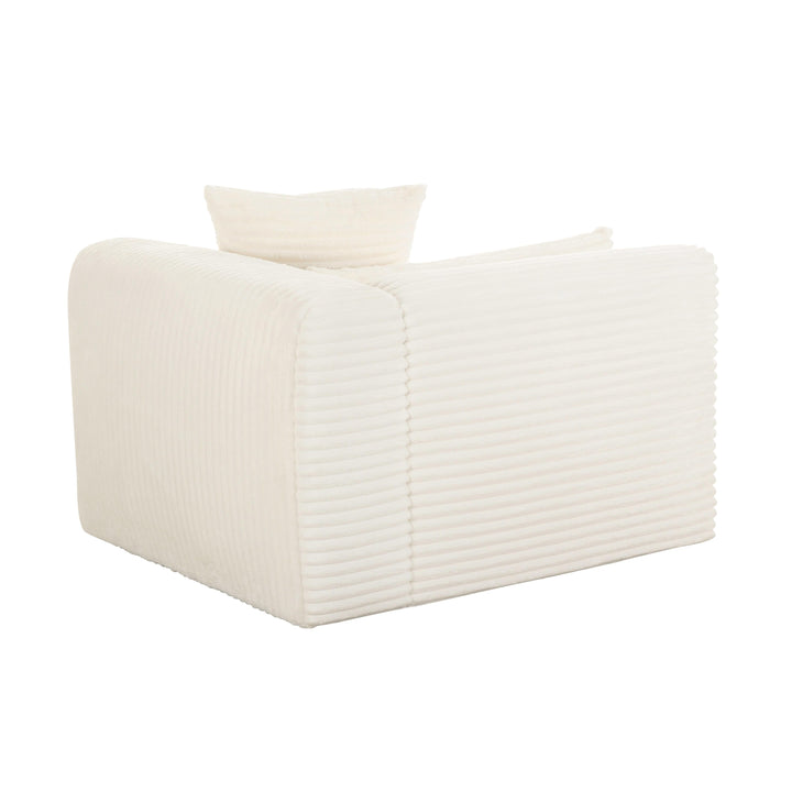Tarra Fluffy Oversized Performance Corduroy Modular Corner Chair - Cream / RAF