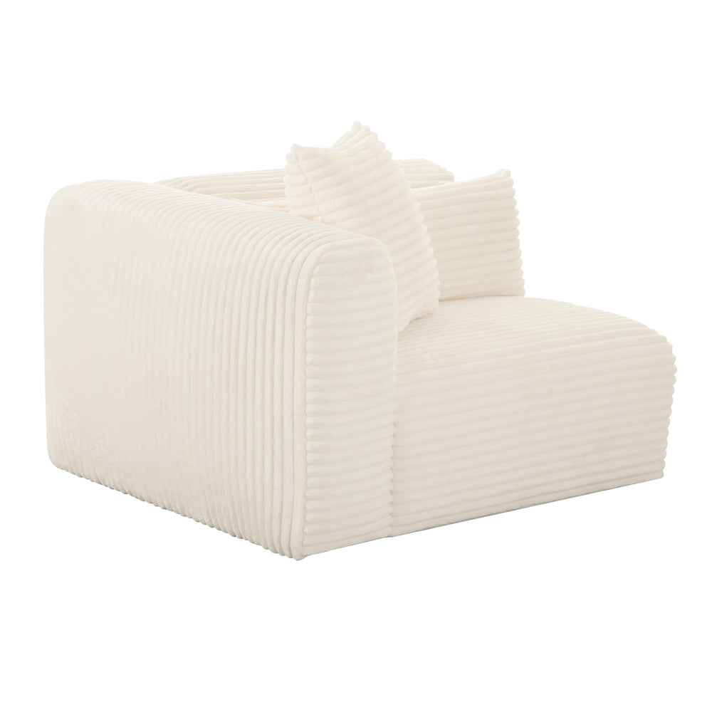 Tarra Fluffy Oversized Performance Corduroy Modular Corner Chair - Cream / LAF