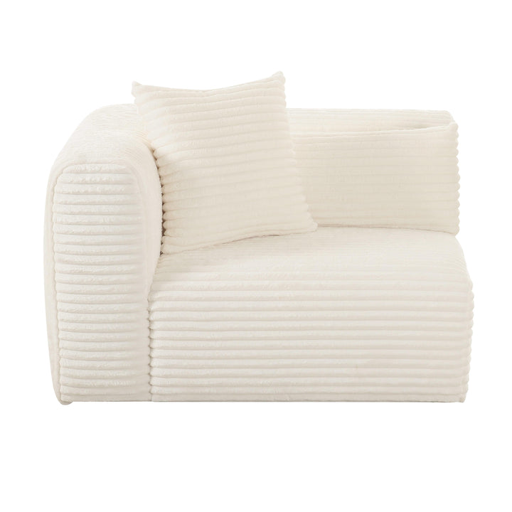 Tarra Fluffy Oversized Performance Corduroy Modular Corner Chair - Cream / LAF
