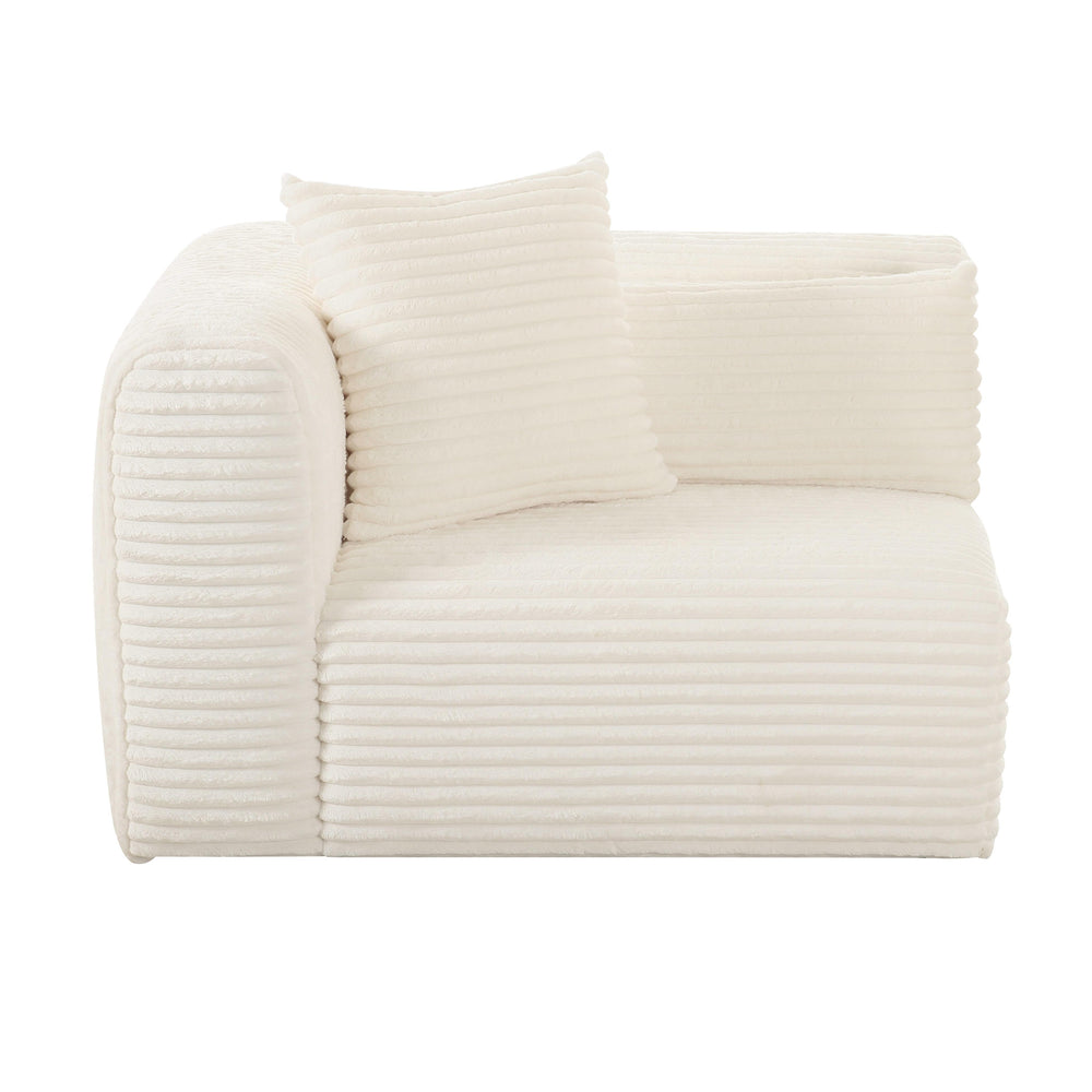 Tarra Fluffy Oversized Performance Corduroy Modular Corner Chair - Cream / LAF