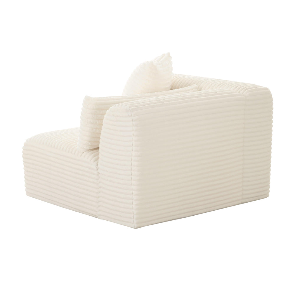 Tarra Fluffy Oversized Performance Corduroy Modular Corner Chair - Cream / LAF