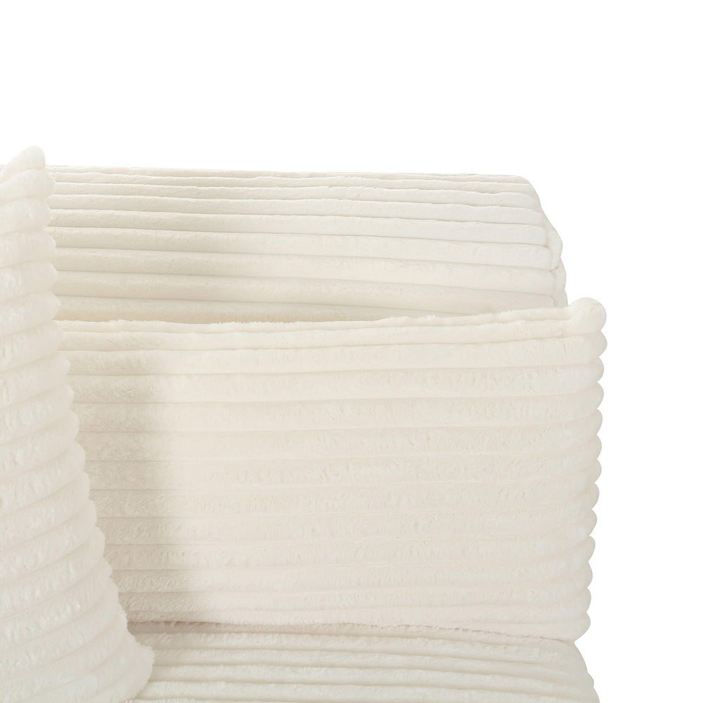 Tarra Fluffy Oversized Performance Corduroy Modular Corner Chair - Cream / LAF