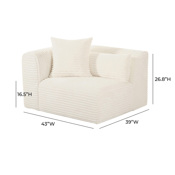 Tarra Fluffy Oversized Performance Corduroy Modular Corner Chair - Cream / LAF