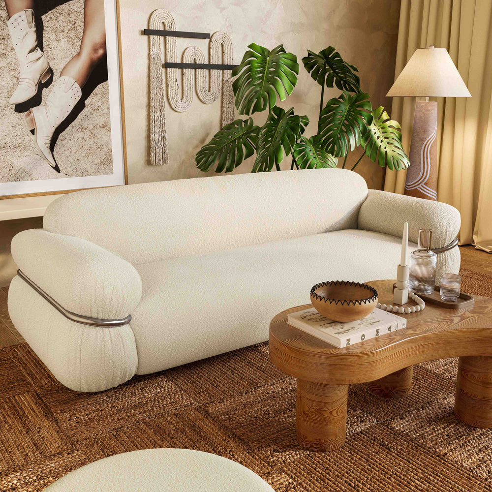 Leyla 98" Cream Performance Boucle Sofa