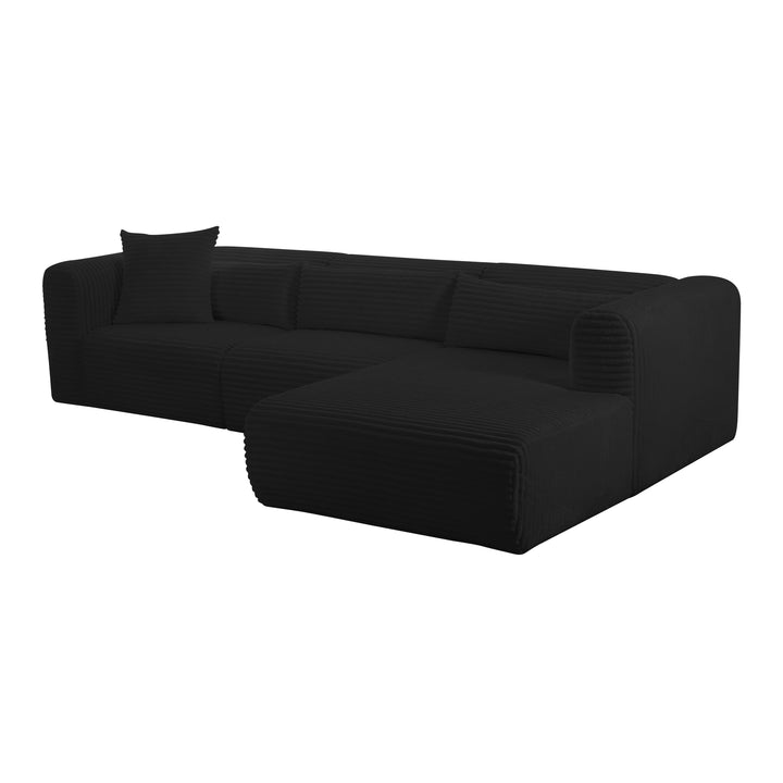 Tarra 3-Piece Fluffy Oversized Performance Corduroy Modular L-Shaped Sectional - Black / RAF