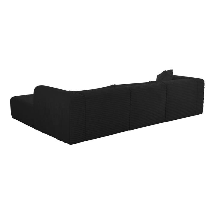 Tarra 3-Piece Fluffy Oversized Performance Corduroy Modular L-Shaped Sectional - Black / RAF