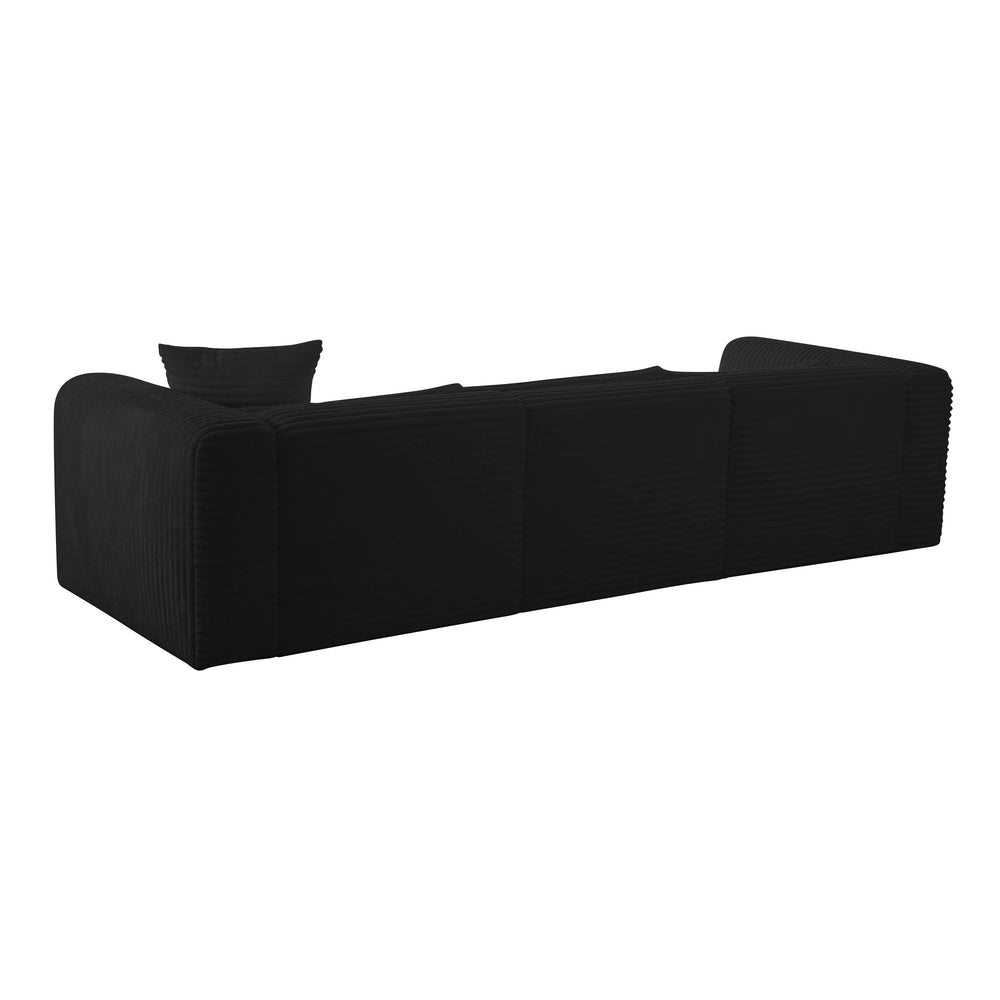 Tarra 3-Piece Fluffy Oversized Performance Corduroy Modular L-Shaped Sectional - Black / RAF