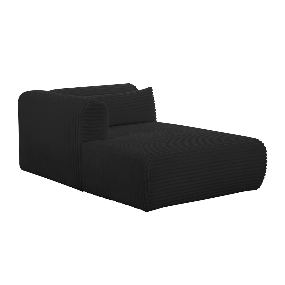 Tarra 71" Fluffy Oversized Performance Corduroy Modular Chaise - Black / LAF