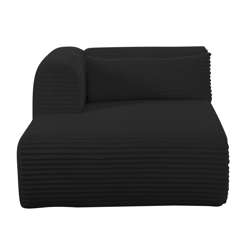 Tarra 71" Fluffy Oversized Performance Corduroy Modular Chaise - Black / LAF