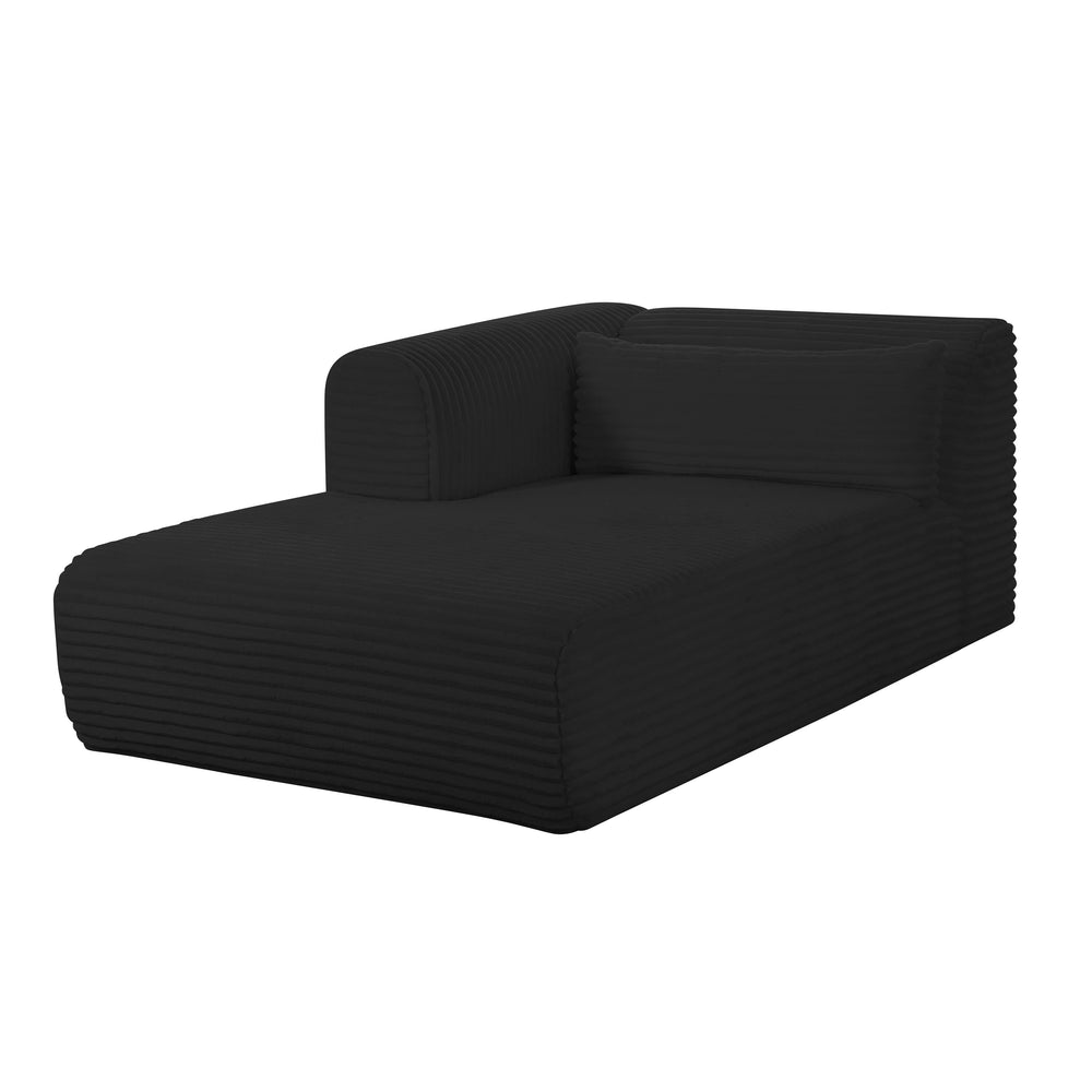 Tarra 71" Fluffy Oversized Performance Corduroy Modular Chaise - Black / LAF