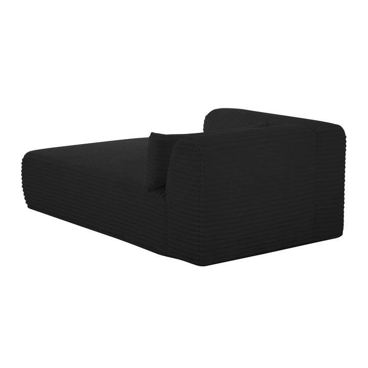 Tarra 71" Fluffy Oversized Performance Corduroy Modular Chaise - Black / LAF