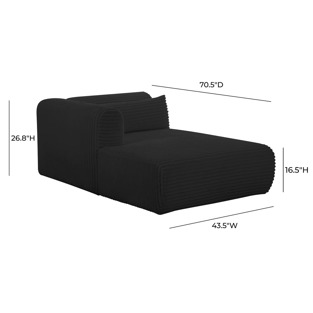 Tarra 71" Fluffy Oversized Performance Corduroy Modular Chaise - Black / LAF