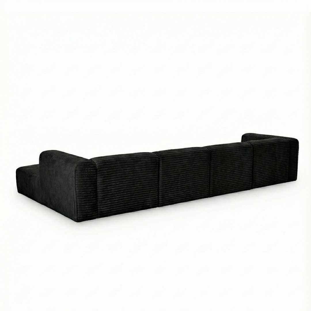 Tarra 4-Piece Fluffy Oversized Performance Corduroy Modular U-Sectional