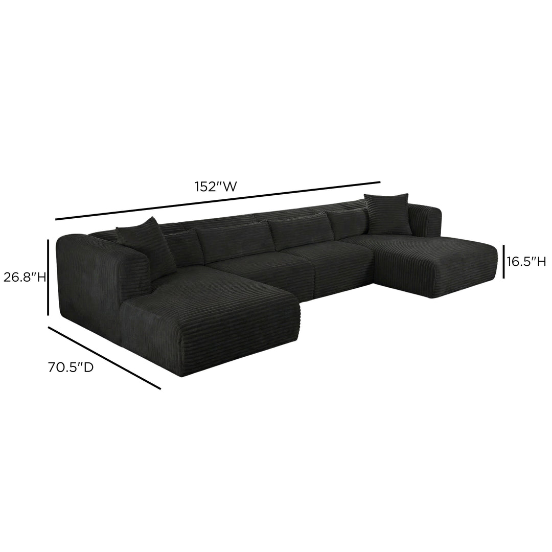 Tarra 4-Piece Fluffy Oversized Performance Corduroy Modular U-Sectional