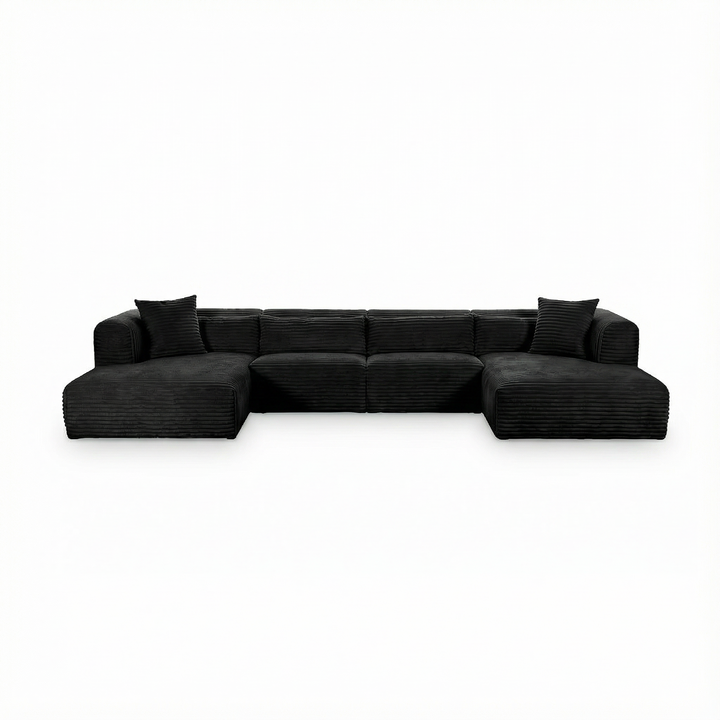 Tarra 4-Piece Fluffy Oversized Performance Corduroy Modular U-Sectional