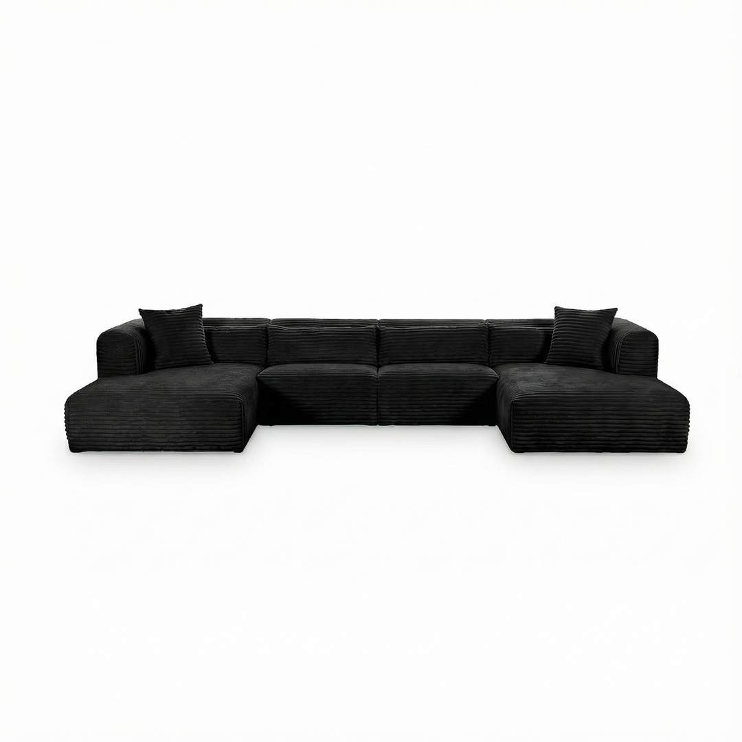 Tarra 4-Piece Fluffy Oversized Performance Corduroy Modular U-Sectional