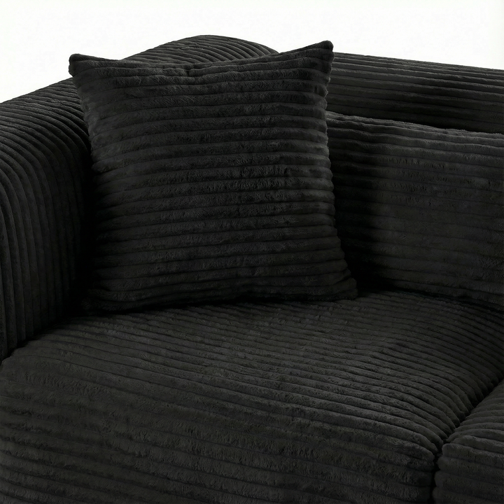 Tarra 4-Piece Fluffy Oversized Performance Corduroy Modular U-Sectional