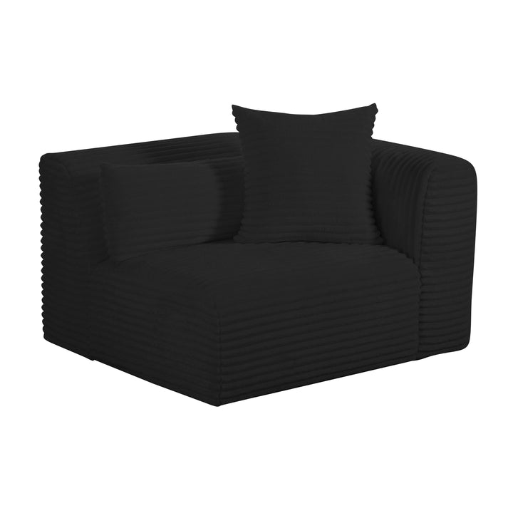 Tarra Fluffy Oversized Performance Corduroy Modular Corner Chair - Black / RAF