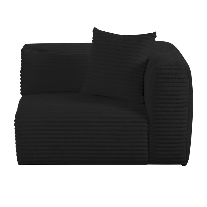 Tarra Fluffy Oversized Performance Corduroy Modular Corner Chair - Black / RAF