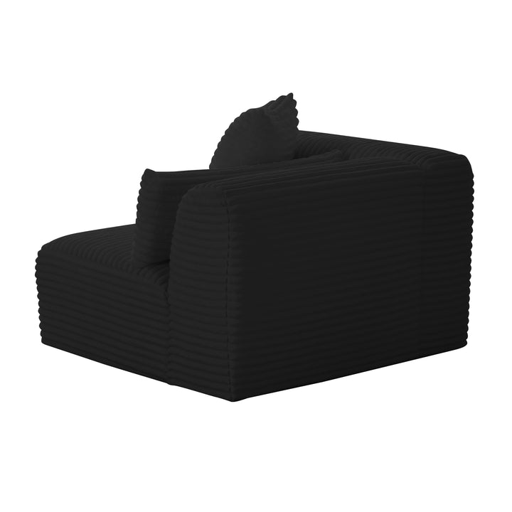 Tarra Fluffy Oversized Performance Corduroy Modular Corner Chair - Black / RAF